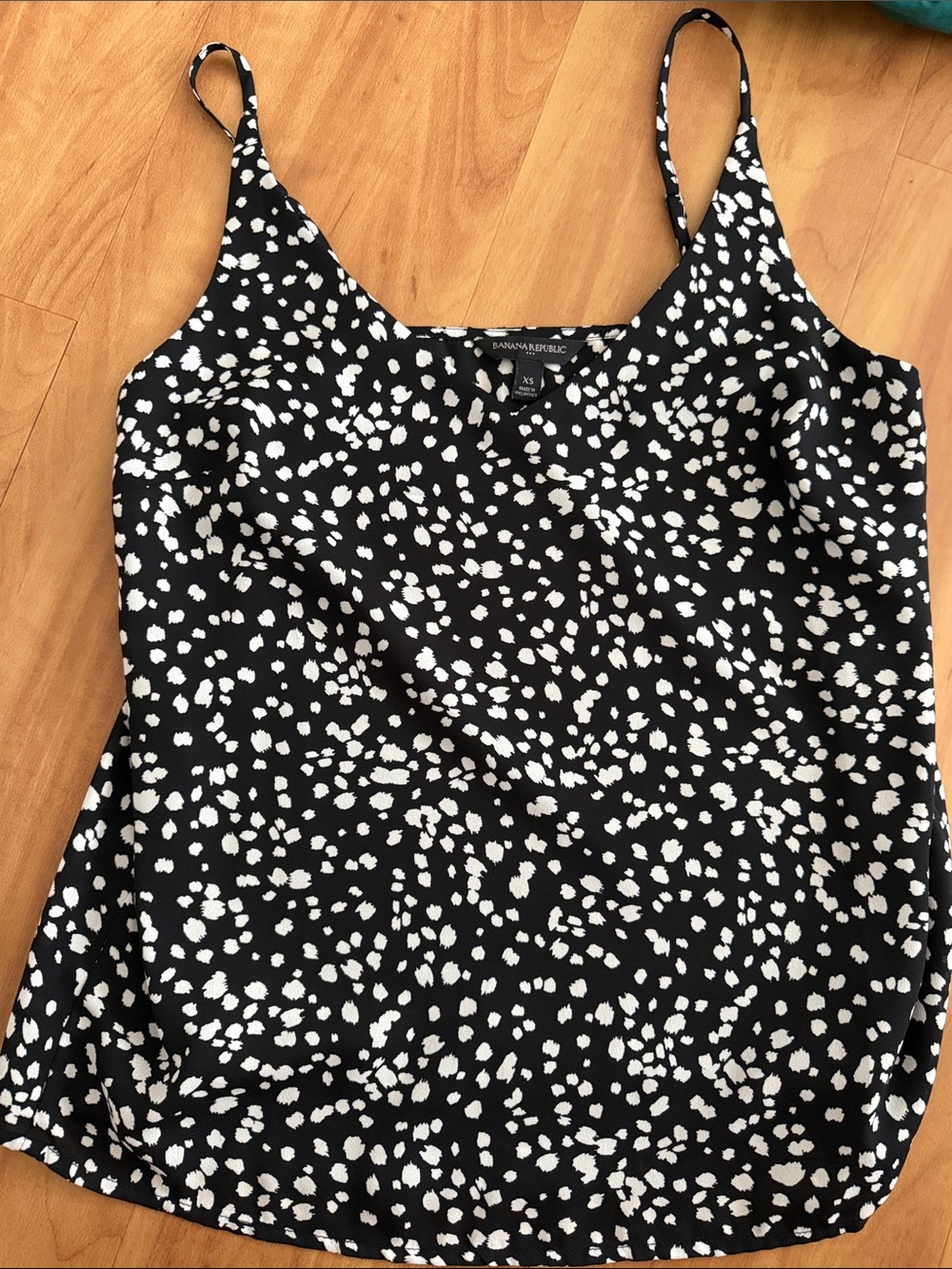 Banana Republic Black and White Spotted Spaghetti Strap